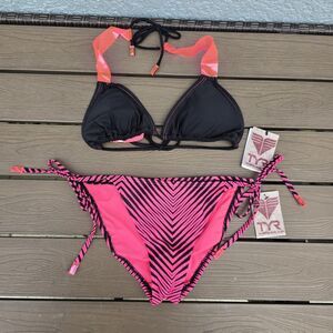 TYR Womens  Poperazzi Top And Hot Pink Zig Zag Bottom Set Size S NEW